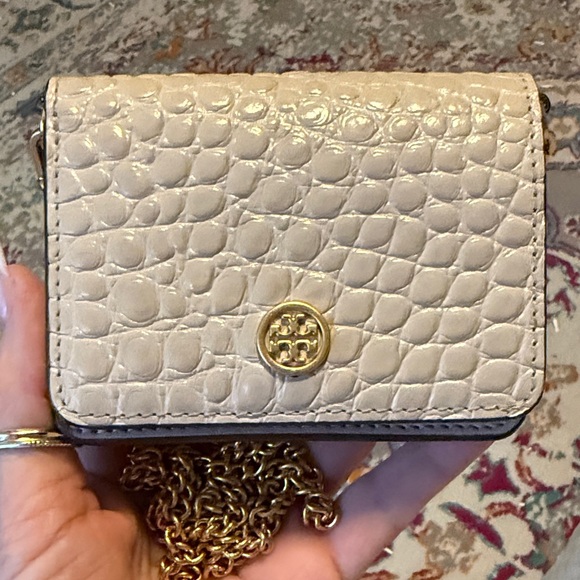 Tory Burch Handbags - TORY BURCH Walker Nano Embossed Leather Chain
Wallet/Crossbody Bag